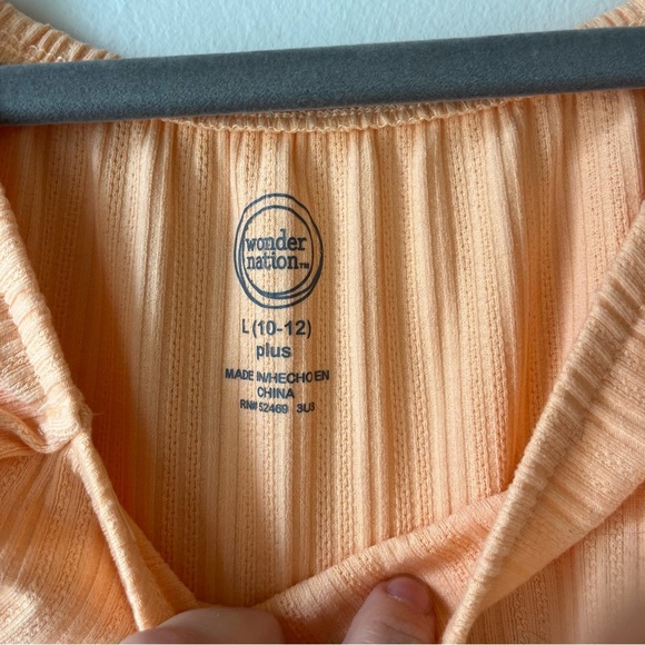 🌼 5/$25 Girls Plus Tiered Ruffle Peplum Top Short Sleeve Orange Size L 10/12 - Picture 2 of 9